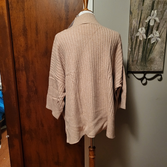 Ann Taylor LOFT Poncho Ribbed Sweater XL NWT Tan - Picture 4 of 5